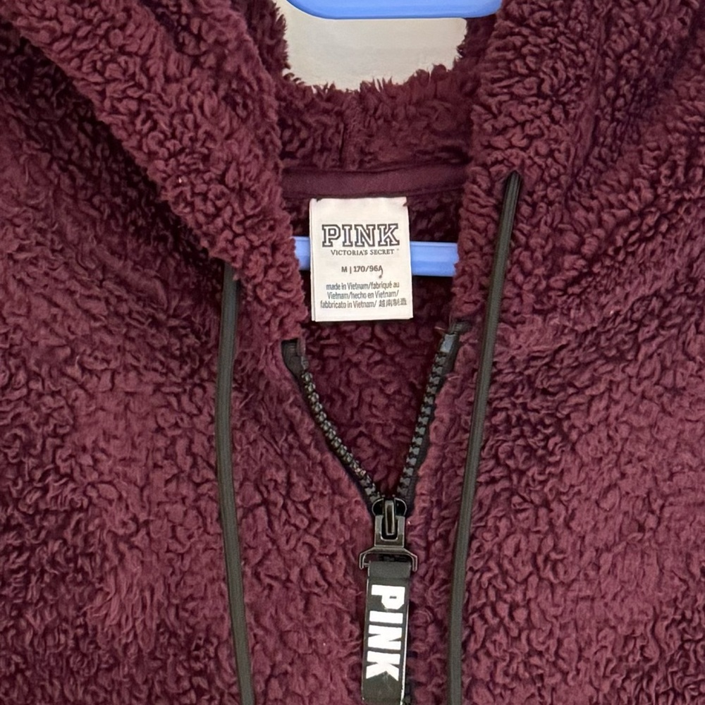 VS Pink hoodie pullover with zipper in eggplant - Picture 3 of 4